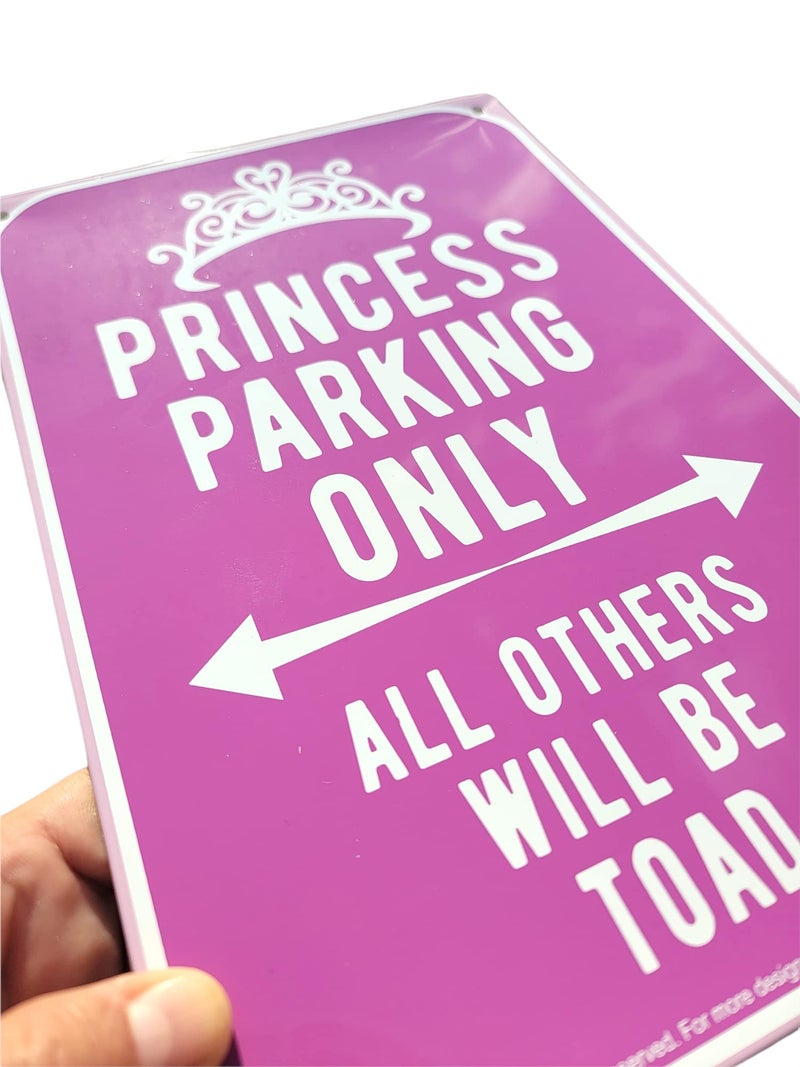 AMERICAN WIT Quality Metal Signs, Princess Parking Only, Funny Novelty High Grade Aluminum Sign for Home Driveway Girls Kids Bedroom Decoration, Pink Design, 12â€ x 8â€ - Image 2